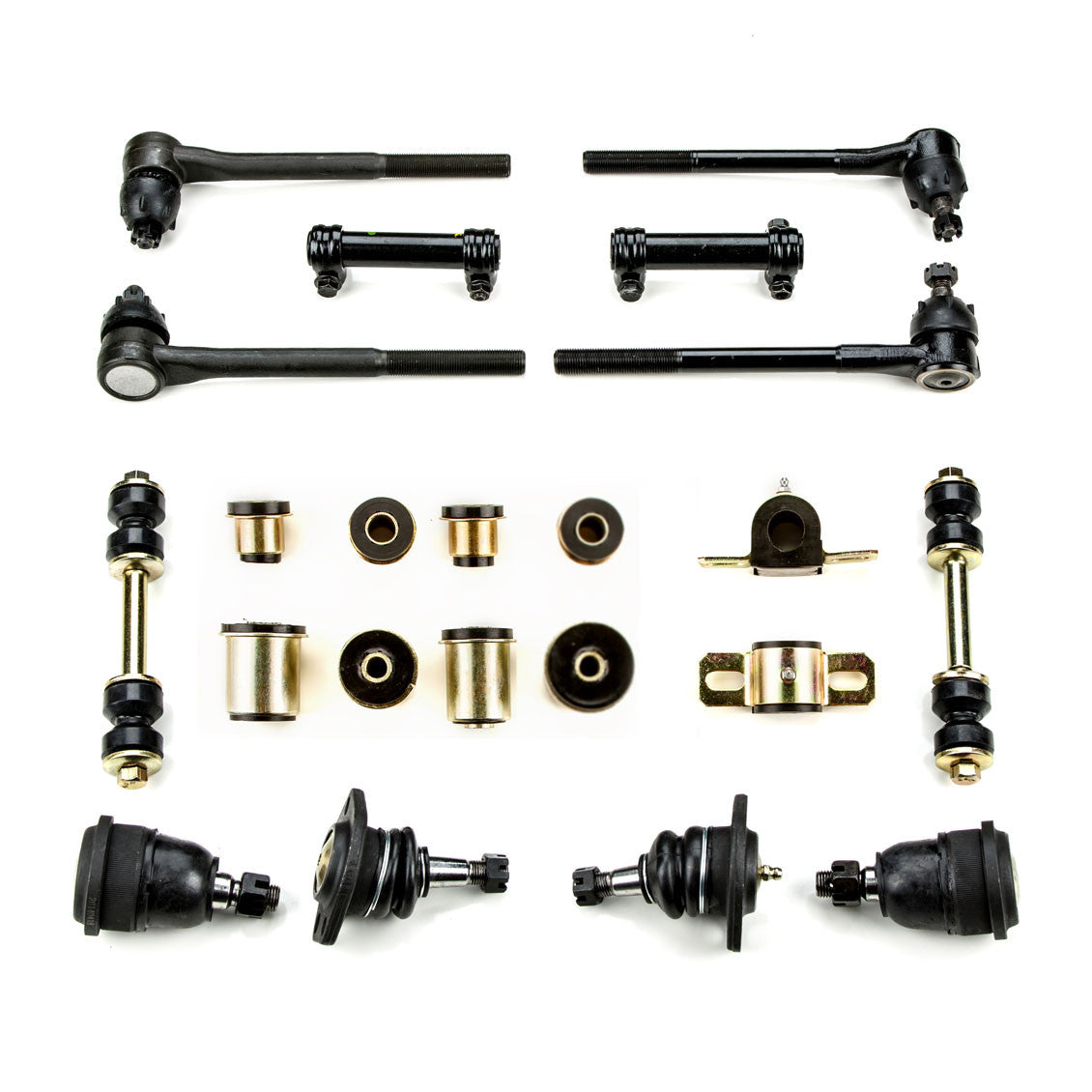 1964 1965 1966 1967 1968 Pontiac GTO LeMans Tempest Black Polyurethane New Front End Suspension Rebuild Kit with Round Control Arm Bushings