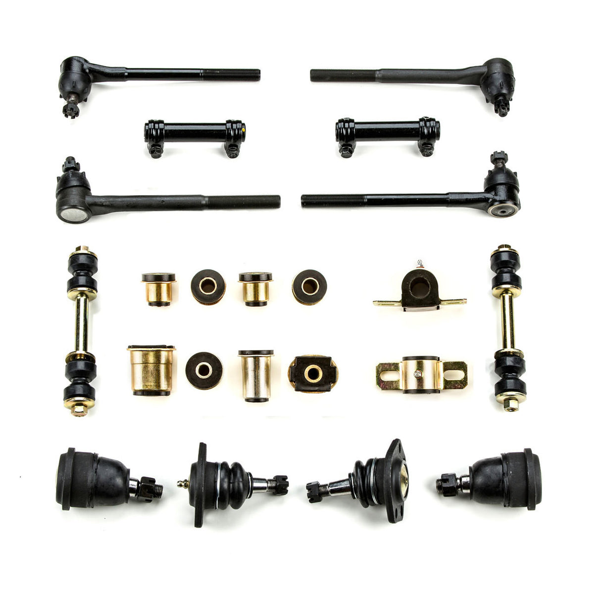 1966-1970 Oldsmobile 442 Cutlass Black Polyurethane New Front End Suspension Rebuild Kit with Oval Control Arm Bushings