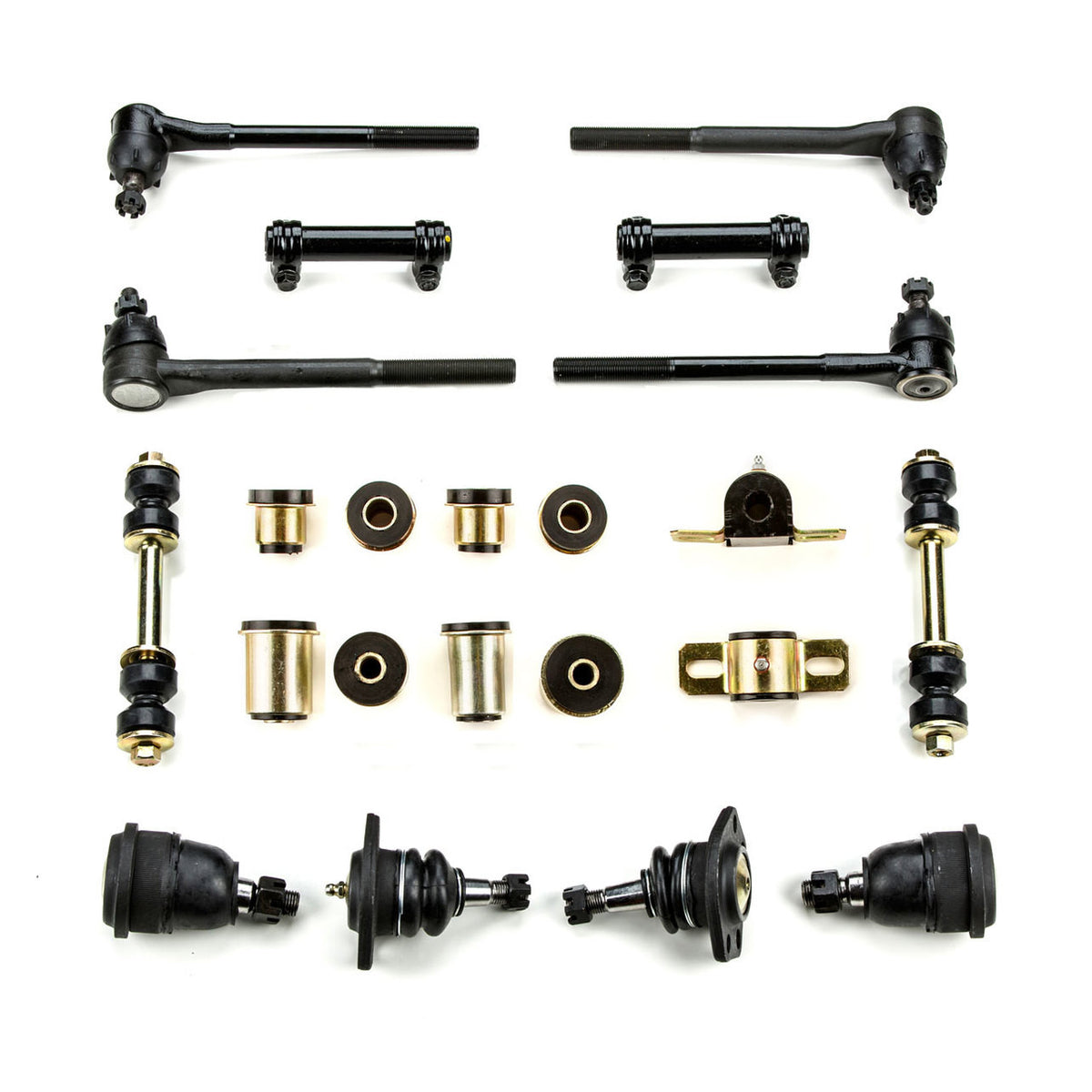 1966-1970 Oldsmobile 442 Cutlass Black Polyurethane New Front End Suspension Rebuild Kit with Round Control Arm Bushings