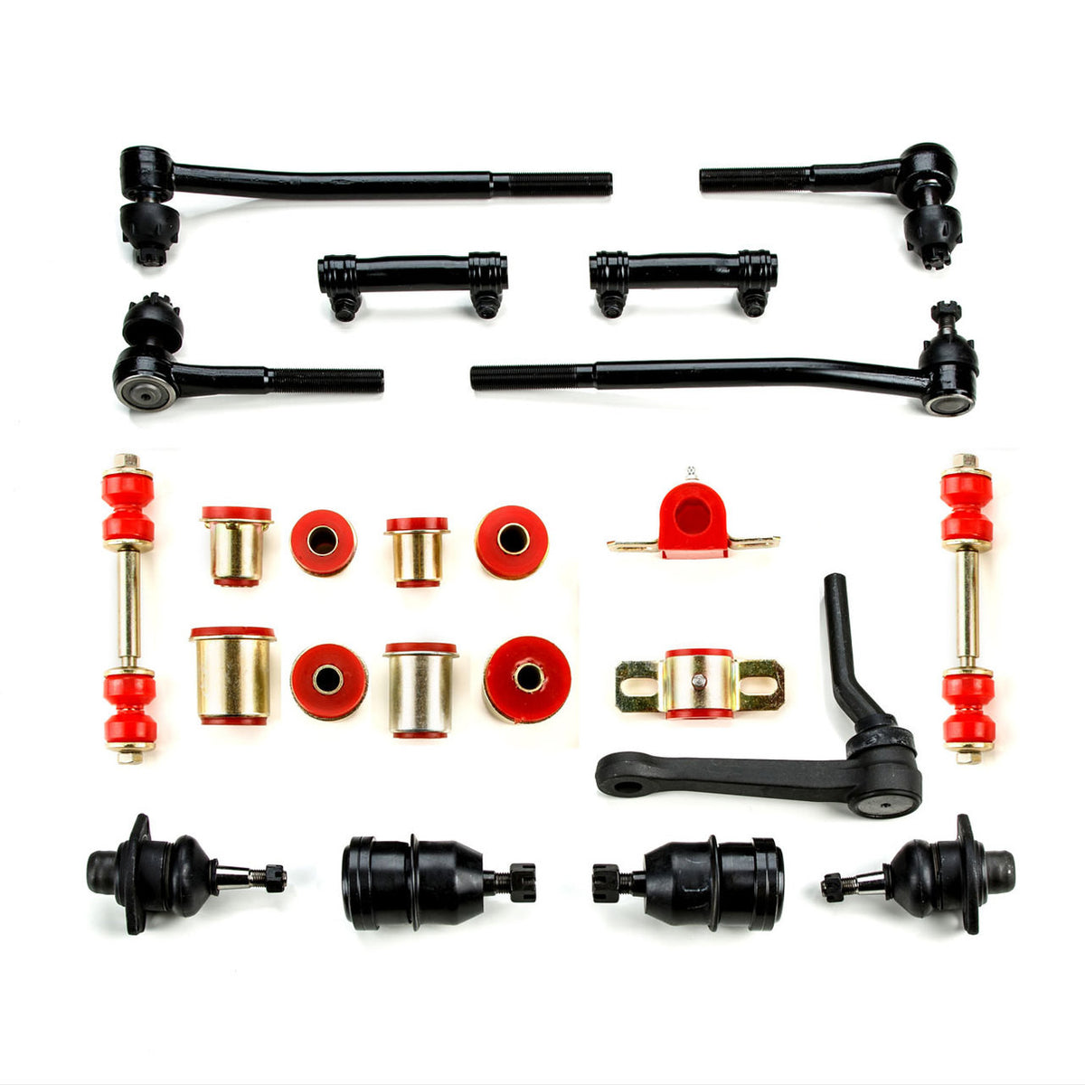 1974 Chevrolet Camaro Red Polyurethane New Front End Suspension Rebuild Kit with Idler Arm