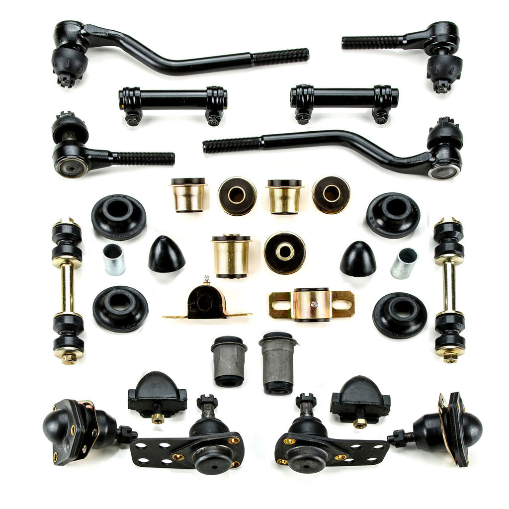 1962-1967 Chevrolet Chevy II Nova Black Polyurethane New Front End Suspension Master Rebuild Kit with Idler Arm Bushing Repair Kit