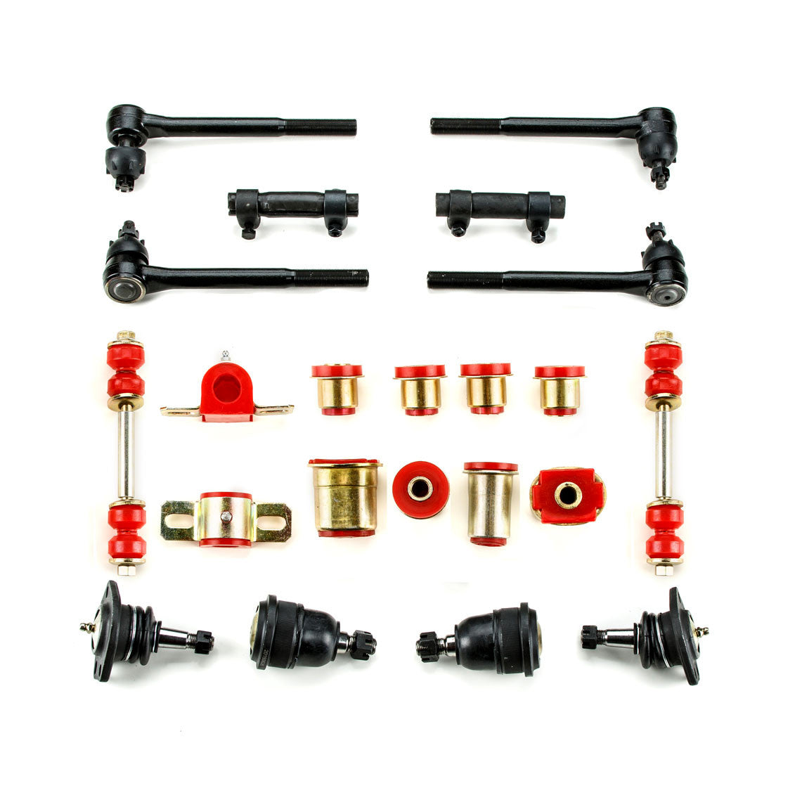 1971 1972 Pontiac GTO LeMans Red Polyurethane New Front End Suspension Rebuild Kit with Oval Control Arm Bushings