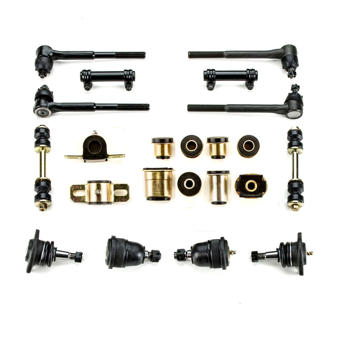 1964-1970 Pontiac GTO LeMans Tempest Black Polyurethane Front End Suspension Rebuild Kit with Oval Control Arm Bushings