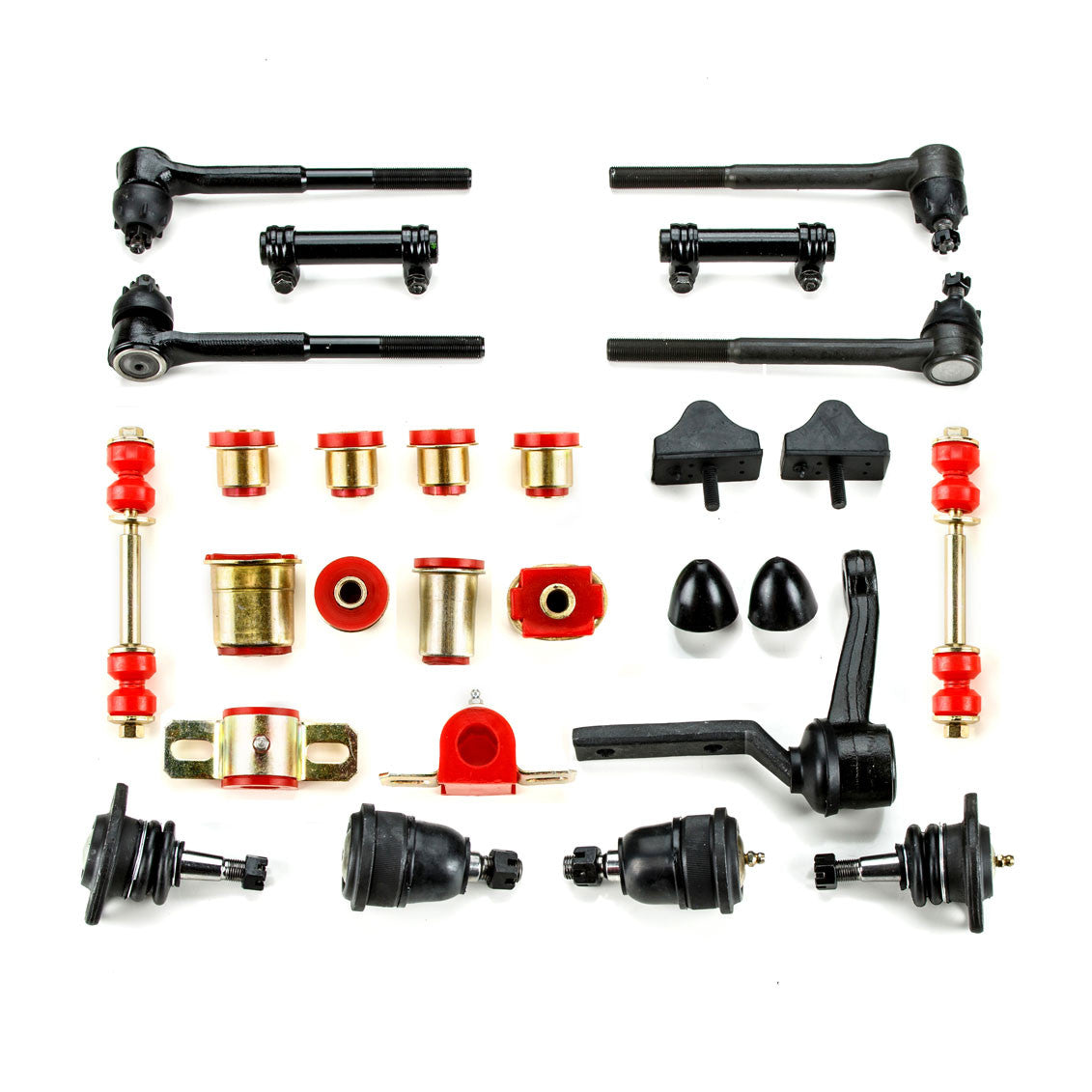 1964-1970 Pontiac GTO LeMans Tempest Red Polyurethane Front End Suspension Master Rebuild Kit with Oval Control Arm Bushings
